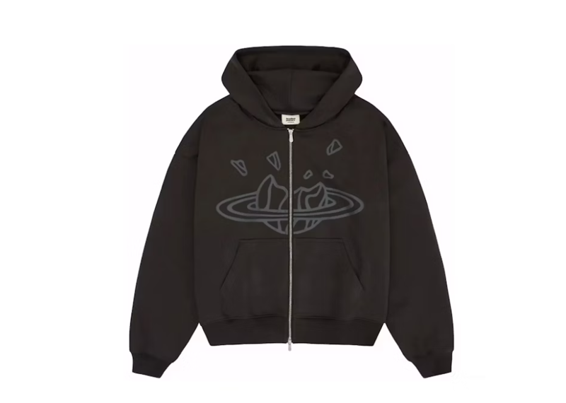 Broken Planet Zip Up Hoodie Soot Black