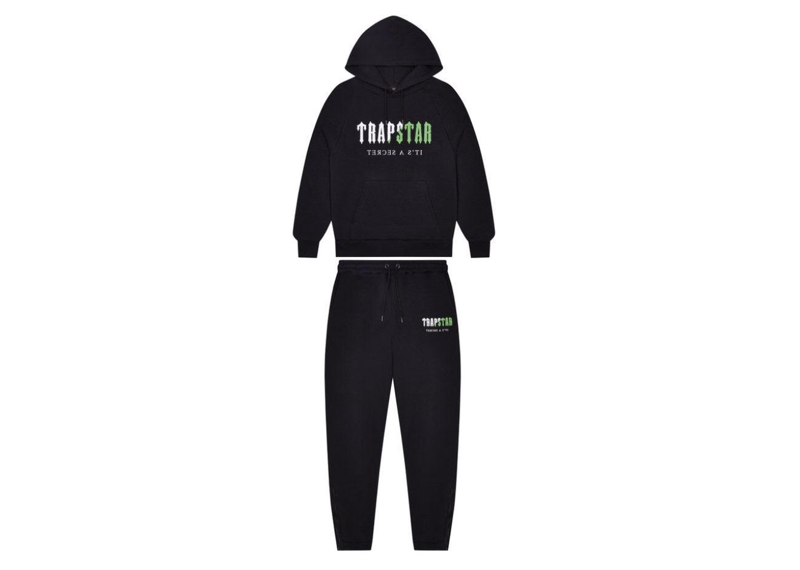 Trapstar Decoded Chenille Hooded Tracksuit - Black/Light Green