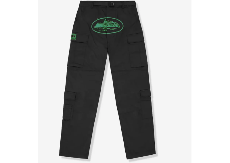 Corteiz Mula Guerillaz Black Green Cargo Pants