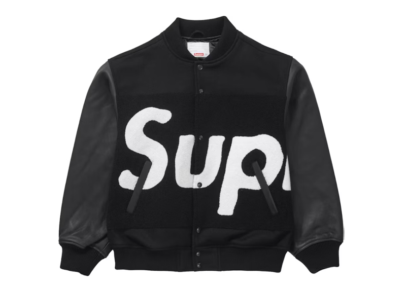 Supreme Big Logo Chenille Varsity Jacket Black