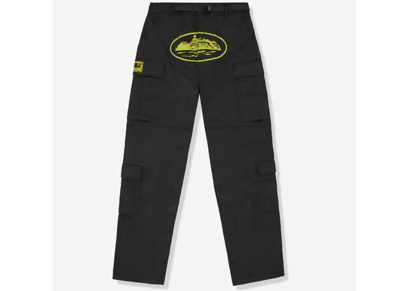 Corteiz Yella Guerillaz Black Yellow Cargo Pants