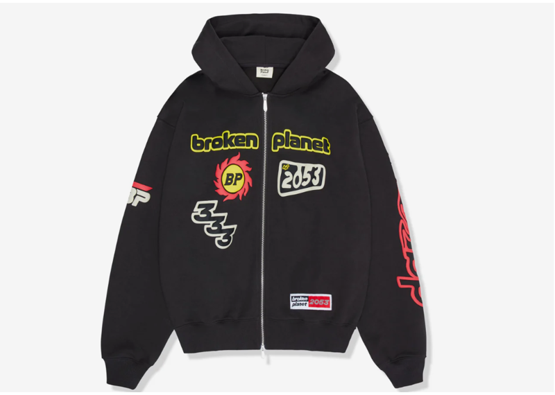 Broken Planet Performance Zip-Up Soot Black Hoodie