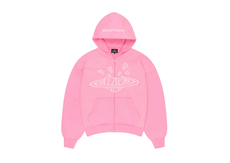 Broken Planet Zip Up Hoodie Candy Pink