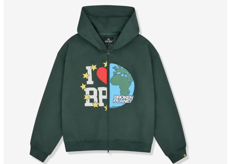 Broken Planet My Planet Emerald Green Zip-Up Hoodie