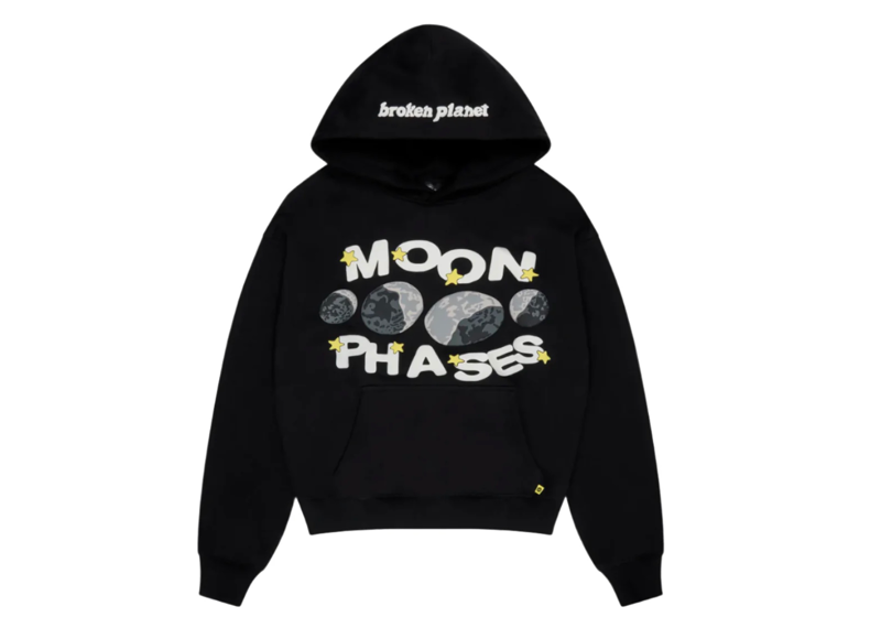 Broken Planet Moon Phases Hoodie Midnight Black