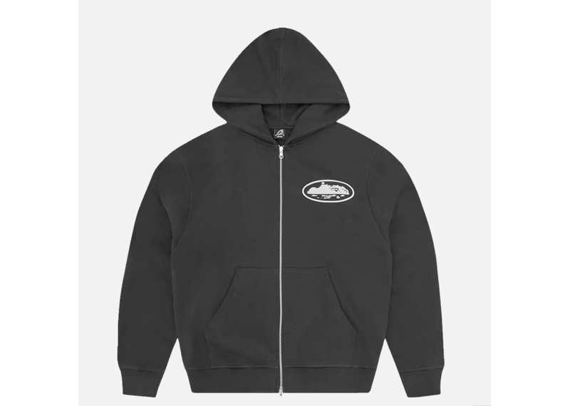 Corteiz RTW Island Puff Print Zip Hoodie - Black