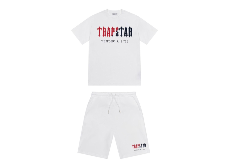 Trapstar Chenille Decoded Short Set - White/Red